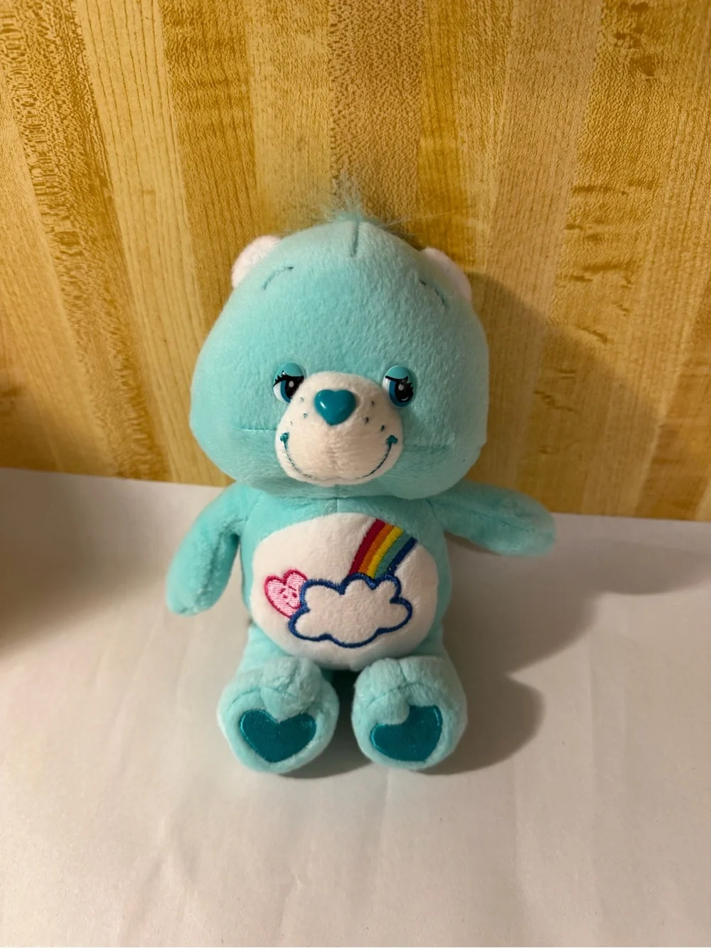 2004 Care Bears Bashful Heart Bear Plush Play Cloud Rainbow